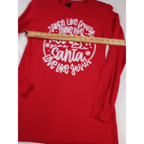 Women's /Junior Christmas Rudolph Santa Jesus Long Sleeve Red T-shirt Size Small - Picture 9 of 14